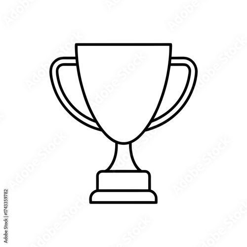 trophy cup icon line art vector illustration on transparent background