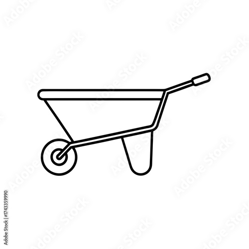 wheelbarrow icon line art vector illustration on transparent background