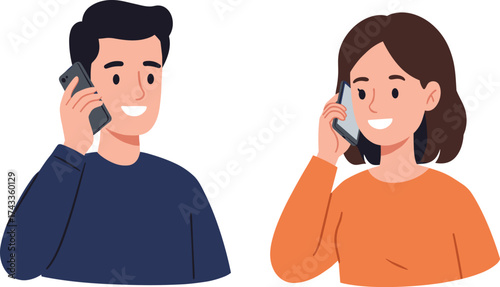 Two people talking on smartphones, communication technology, mobile conversation, modern lifestyle, social interaction, business call, digital connection, teamwork, discussion, professional success