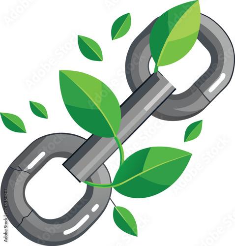 New Year Wellness Detox green chain with sprouting leaves symbolizing sustainable lifestyle change