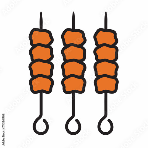 Delicious skewers grilling for summer barbecue fun