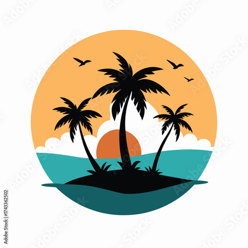 tropical island with palm trees