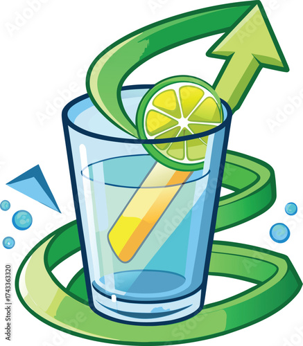 New Year Wellness Detox glass of green detox drink with lemon and mint refresh energy