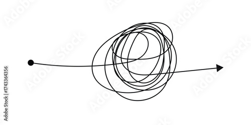 Doodle clew messy tangle. Chaos lines, hand drawing tangled clew, insane mess scribble, confused brain thinking doodle, clutter complicated concept. Squiggles and scrawl vector set in eps 10.