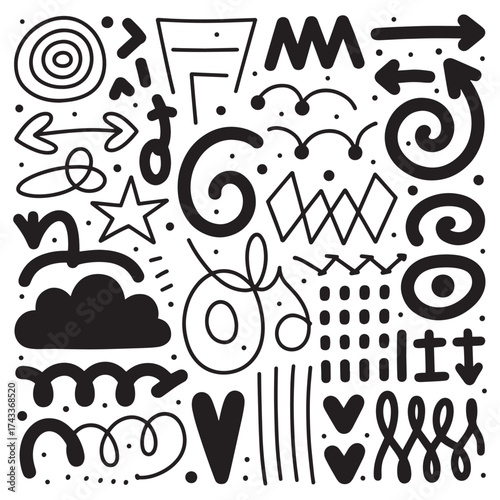 Playful Hand-Drawn Doodle Elements Collection