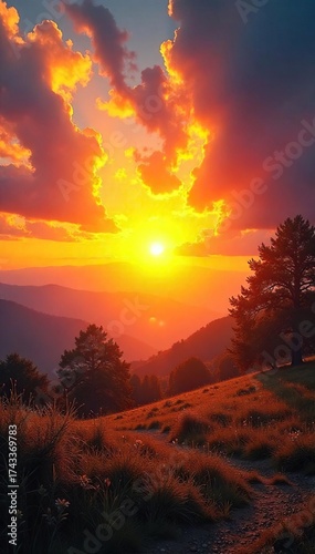 Breathtaking Golden Sunrise Illuminates Tranquil Landscape Vibrant Colors and Peaceful Morning Light