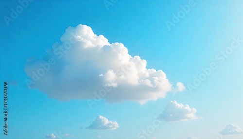 Serene White Cloud Drifting Across a Tranquil Blue Sky Peaceful Relaxation and Calm, Perfect for Wellness and Spa Marketing