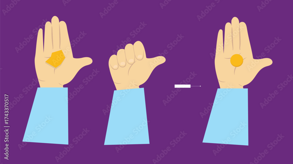 Fototapeta premium Human hands showing stop gesture. Vector illustration in flat design style.