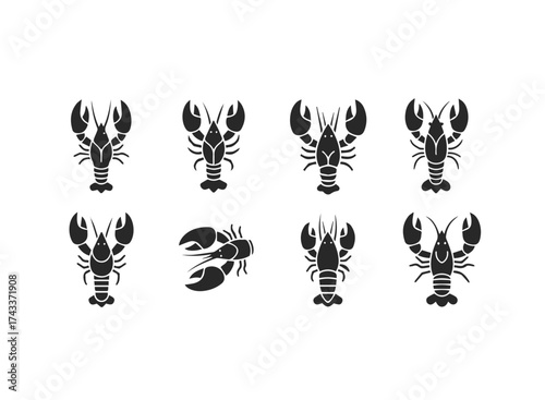 Collection of Stylized Lobster Icons.
