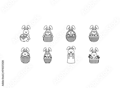 Cute Easter Bunny Collection with Baskets.