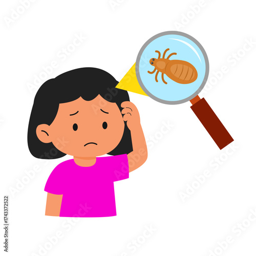 Scratching Head with Lice. Lice infection concept