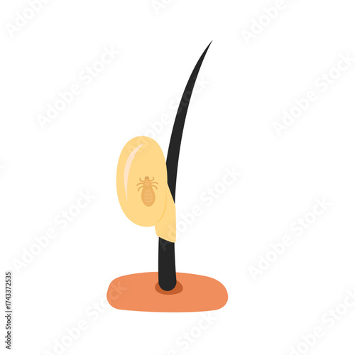 Scratching Head with Lice. Lice infection concept