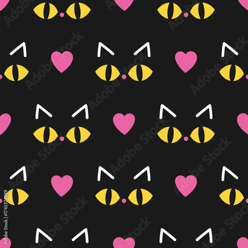 Bright cat head seamless pattern