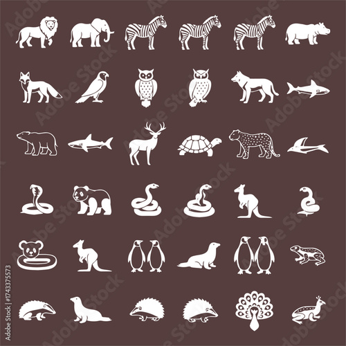Hand drawn cartoon animal seamless pattern vector set with cat dog and horse icons for baby child coloring book design