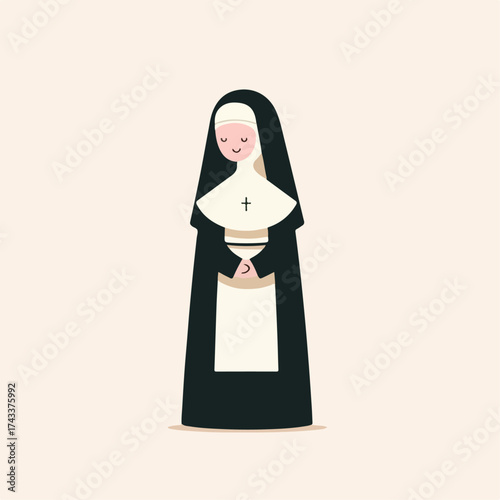 flat illustration of a nun