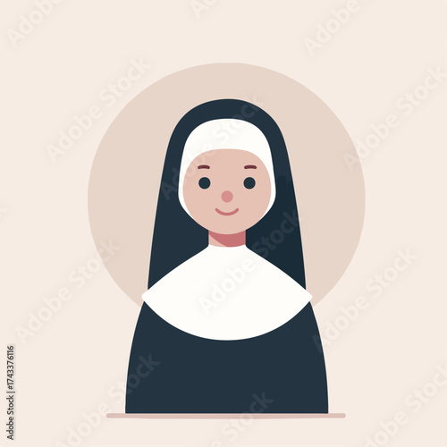 flat illustration of a nun
