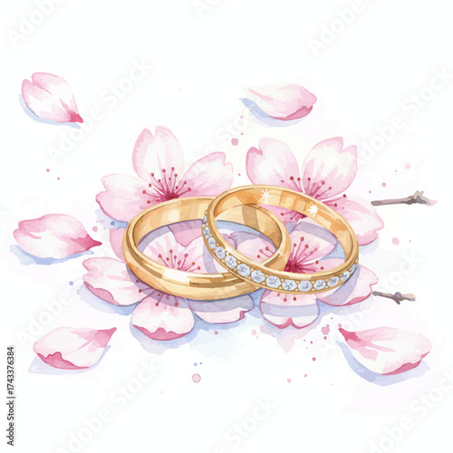 Watercolor Wedding Rings Collection – Romantic Love and Marriage Symbol on White Background
