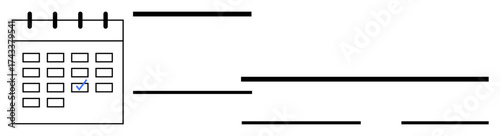 Desk calendar featuring a marked date and horizontal lines representing tasks or text. Ideal for planning, scheduling, reminders, productivity, time management, goal setting, organization. Simple