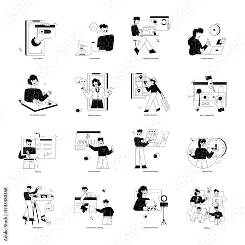 Pack of Online Seminar Courses Doodle