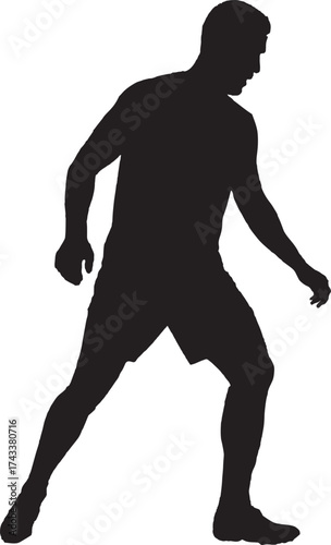 Minimalist vector-style silhouette showing a male figure in active pose — great for print, web, apps, banners, motivational content, event promotions, and any project needing clean, energetic human mo