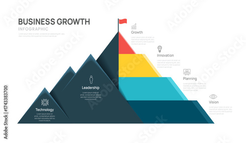 Business Growth infographic template. mountain 4 steps to success with icon. presentation vector infographics.