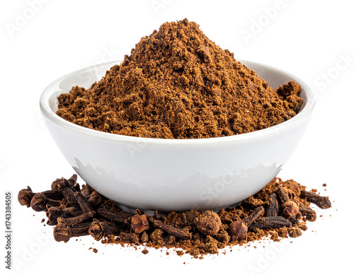 Ground Clove Powder in a Bowl Isolated on White Background