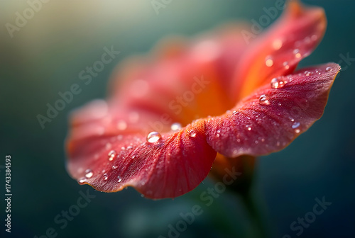 red flower with water drops