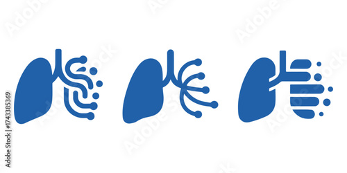 Lung Health Technology Logo Design Vector Set
