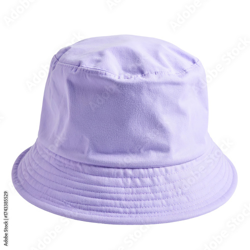 A close-up of a light purple bucket hat isolated against a transparent background