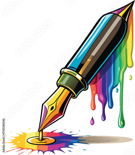 New Year Creative Expression rainbow paint brush with colorful strokes for artistic skill building