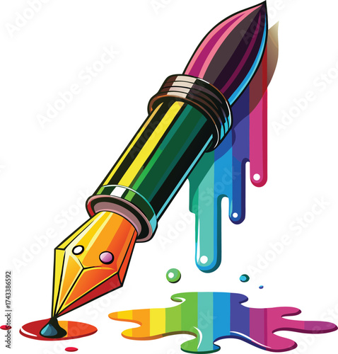 New Year Creative Expression dual color paint brush with paint splashes for mixed media exploration