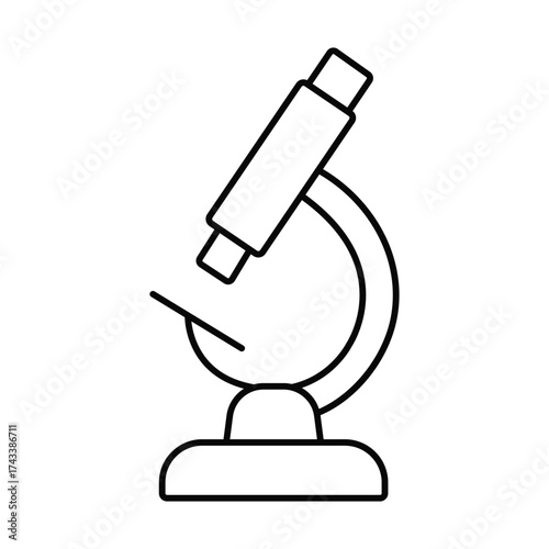 Simple outline microscope icon for science education and laboratory research graphics vector illustration