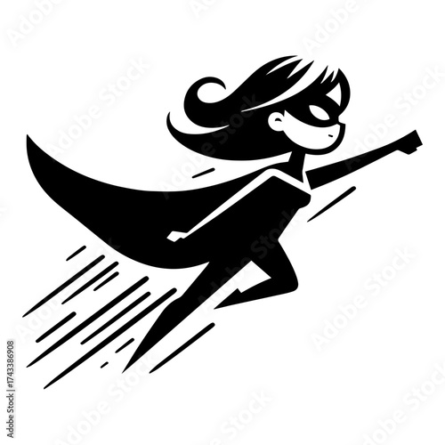 Wallpaper Mural young female superhero in flight with motion lines Torontodigital.ca