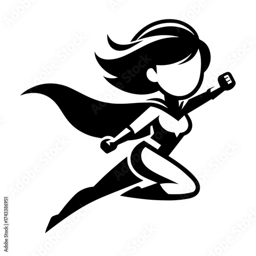 Wallpaper Mural simple silhouette of a female superhero in flight Torontodigital.ca