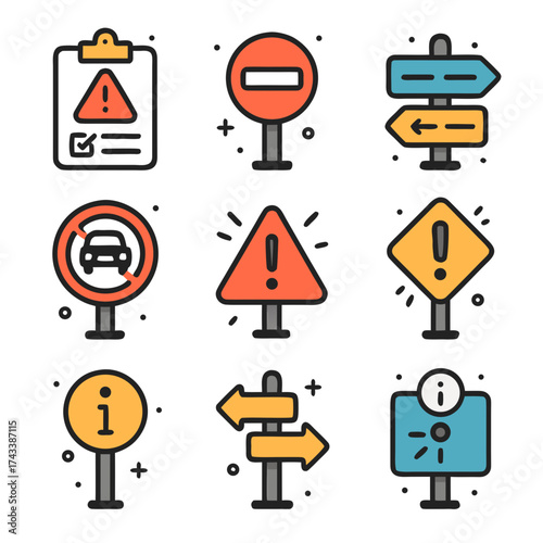 Traffic signs and road icon
