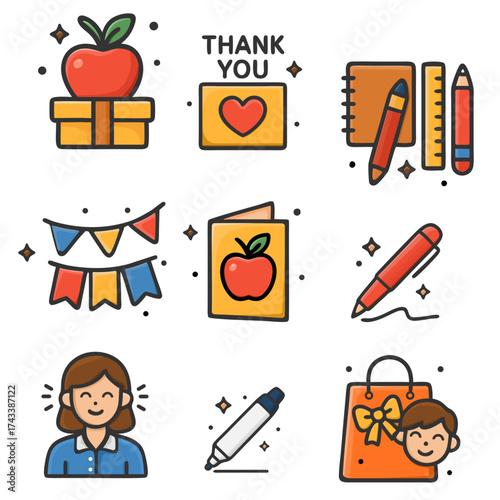 Teacher's day icon with flat designs