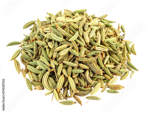 Dried Fennel Seeds Isolated on White Background