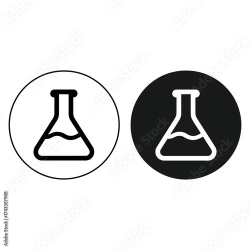 Minimalist conical flask icon design chemistry science laboratory equipment simple graphic