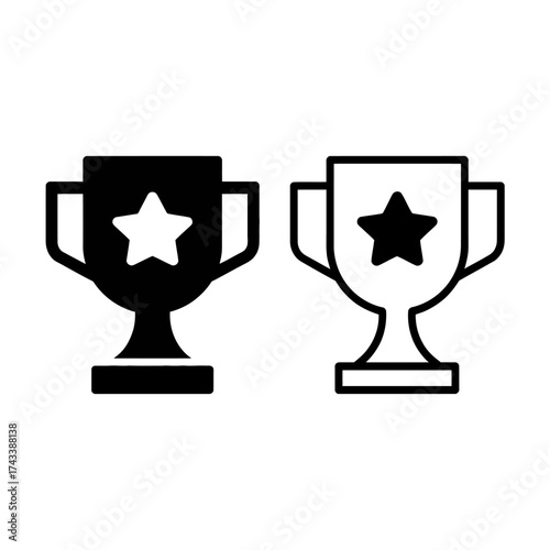Minimalist icon design two trophies star winner award success achievement recognition
