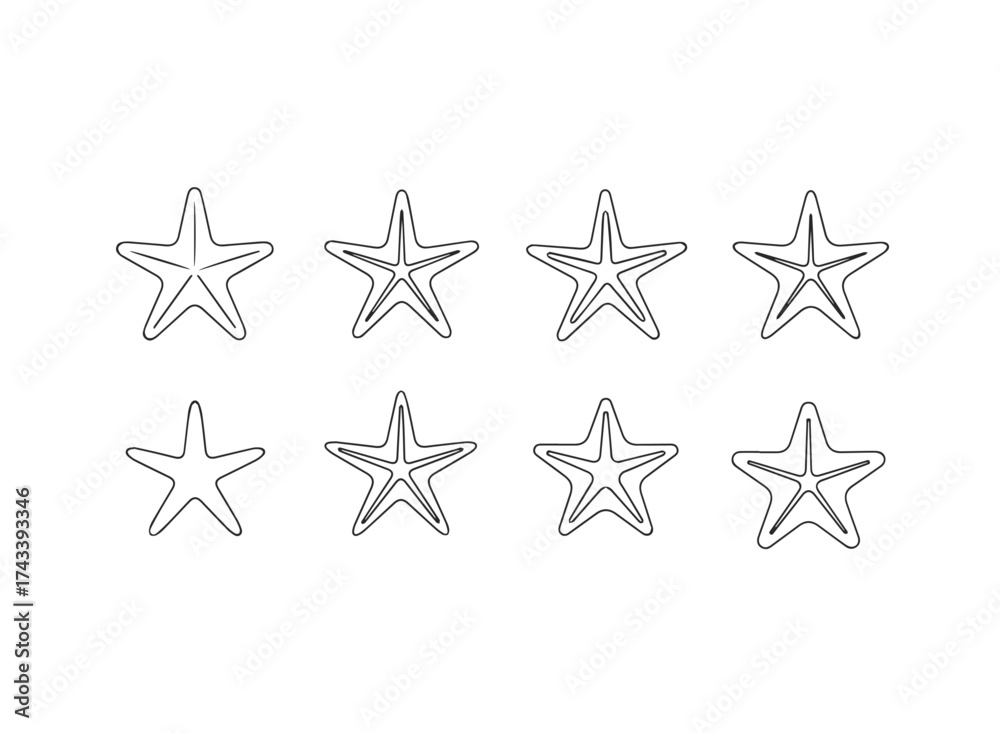 Obraz premium Collection of Starfish Line Art Illustrations 1.