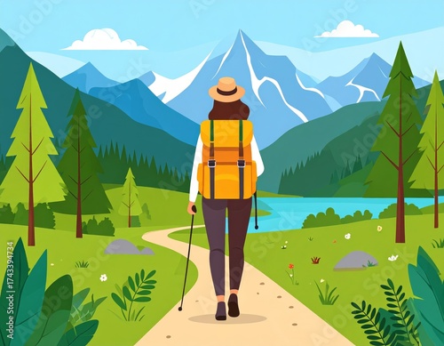 Traveling with nature , vector illustration