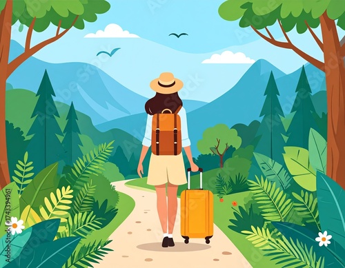 Traveling with nature , vector illustration