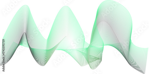 Abstract green wave design with a smooth line pattern illustration and a touch of blue light for a vibrant concept backgrounds