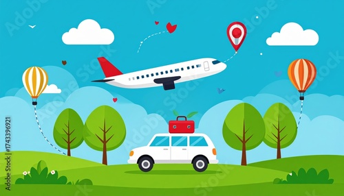 Traveling with nature , vector illustration