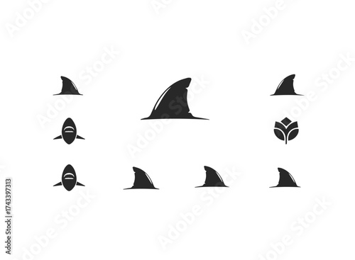 Shark Fin and Head Icons Collection.