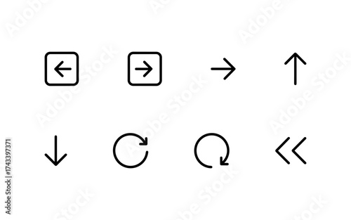 Arrow icon set. Colored arrow symbols. Arrow of different types. Arrow isolated vector graphic elements.	
