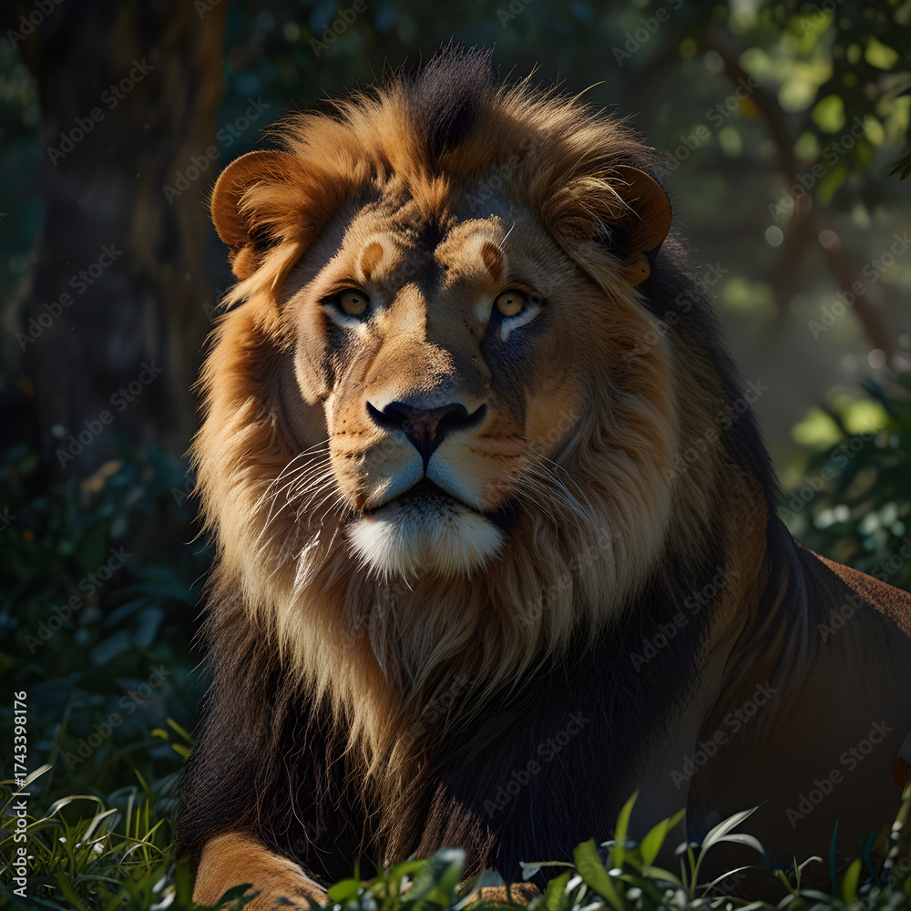 Obraz premium lion portrait , lion wildlife in the forest