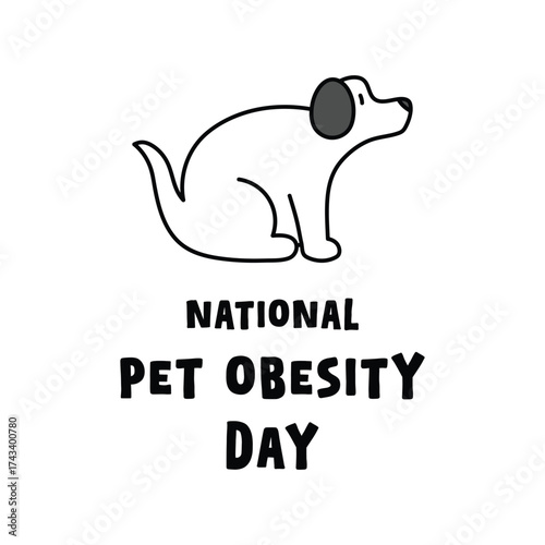 National Pet Obesity Day. October. Obesity dog. White background.