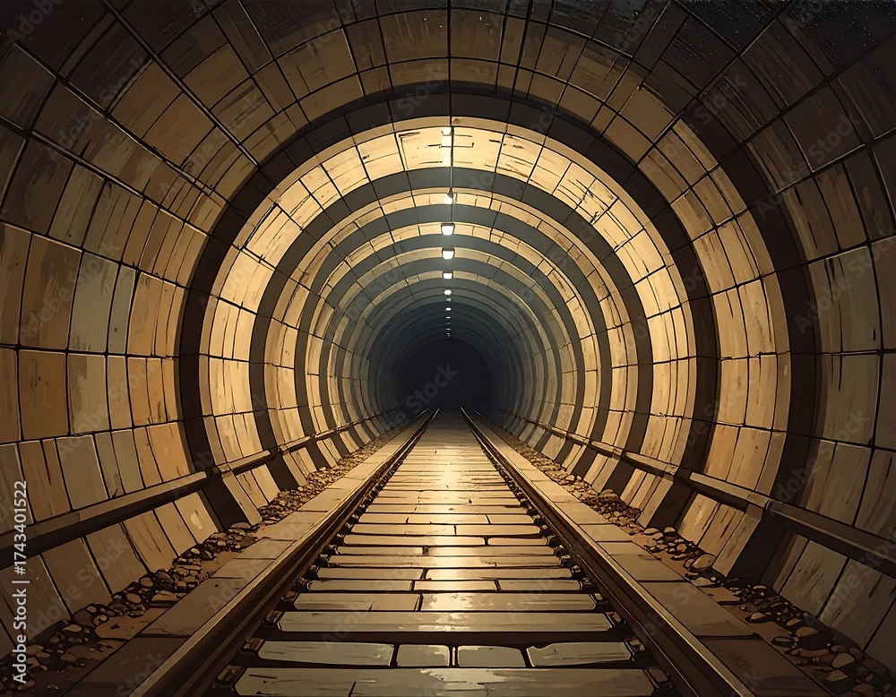 Obraz premium Underground tunnel, perspective view
