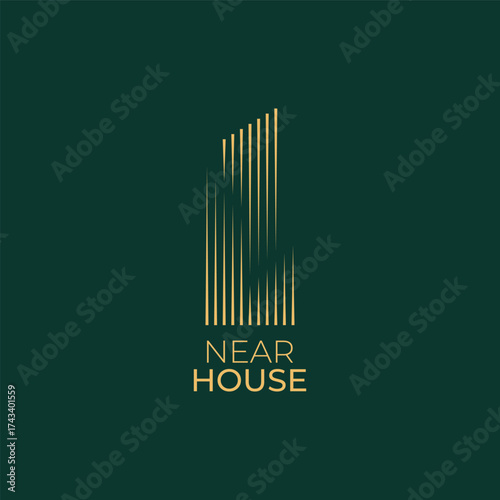 Line building icon logo vector